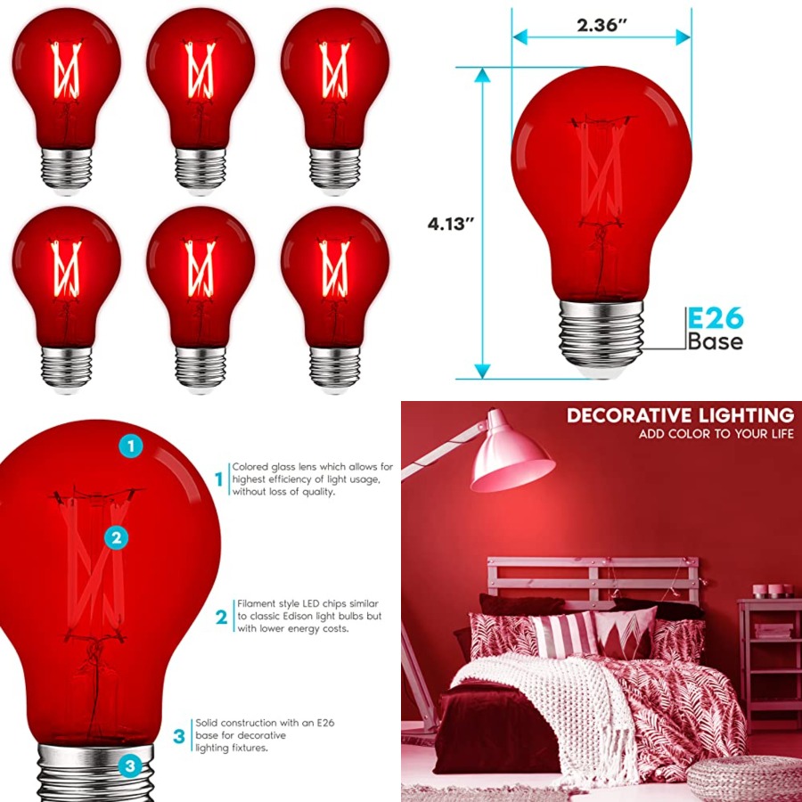 A19 Edison LED Light Bulbs, 4. - Lighting Decor Outdoor ulasan dan harga