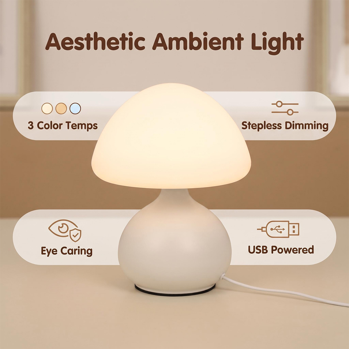 Mini Mushroom Bedside Lamp Tou - Mushroom Table Lamp ulasan dan harga